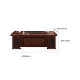 Traditional Brown Wooden Sledge Long Executive Desk #size