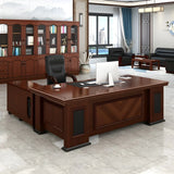 Traditional Brown Wooden Sledge Long Executive Desk Image - 3