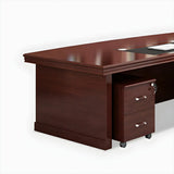 Traditional Brown Wooden Sledge Long Executive Desk Image - 7