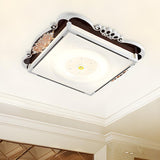 Traditional Carving Floral Square LED Flush Mount Light Image - 5