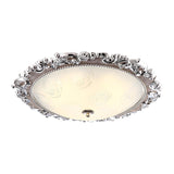 Traditional Carving Silver Dome Glass Flush Mount Light Image - 3