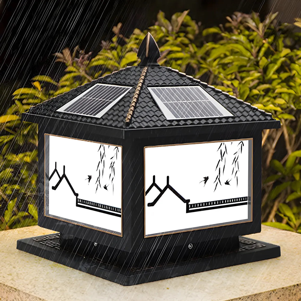 Traditional Chinese Design Solar Outdoor Table Lamp Image - 1