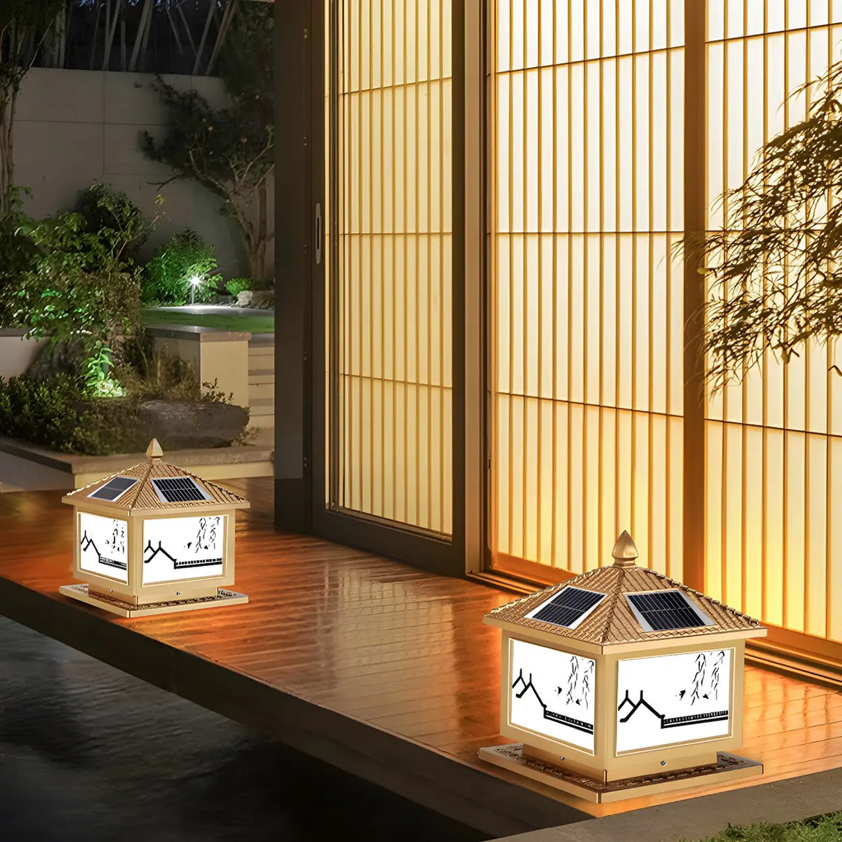 Traditional Chinese Design Solar Outdoor Table Lamp Image - 12