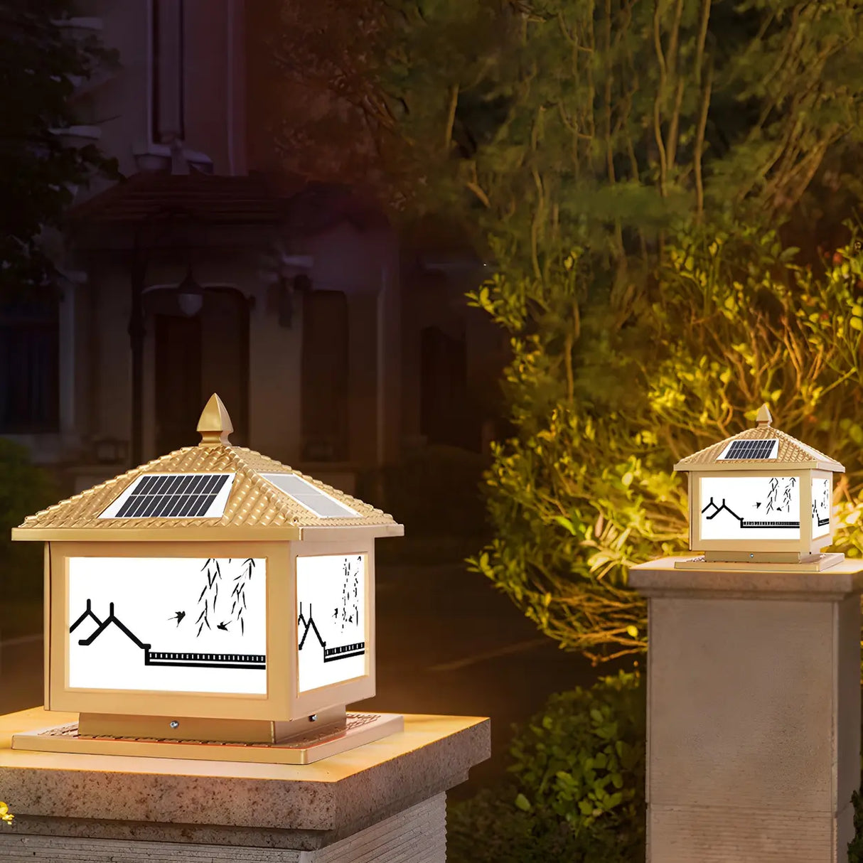 Traditional Chinese Design Solar Outdoor Table Lamp Image - 4