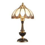 Traditional Dome Frosted Glass Shade Bronze Table Lamp Image - 5