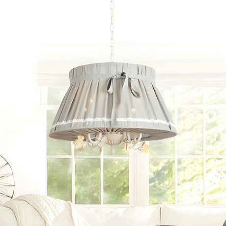 Traditional Fabric Drum Dining Room Pendant Chandelier Image - 1