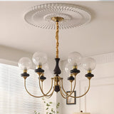 Traditional Globe Glass Walnut Wood Ceiling Chandelier Image - 1