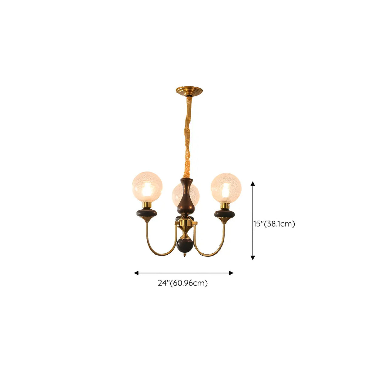 Traditional Globe Glass Walnut Wood Ceiling Chandelier 