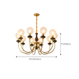 Traditional Globe Glass Walnut Wood Ceiling Chandelier Image - 16