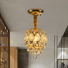 Traditional Gold Crystal Pendant Flush Mount Light Image - 1