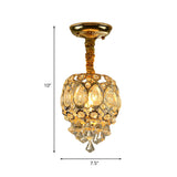 Traditional Gold Crystal Pendant Flush Mount Light Image - 4