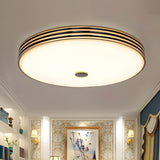 Traditional Gold Round LED Flush Mount Ceiling Light Image - 2