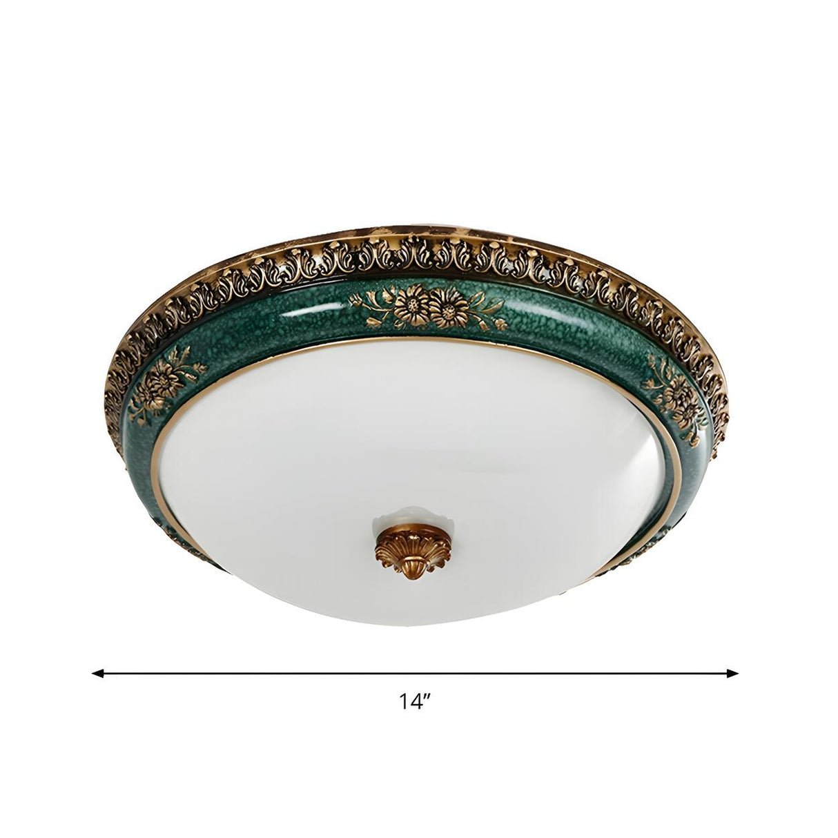 Traditional Green Bowl Shape Glass LED Flush Mount Lamp 