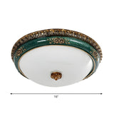 Traditional Green Bowl Shape Glass LED Flush Mount Lamp Image - 5