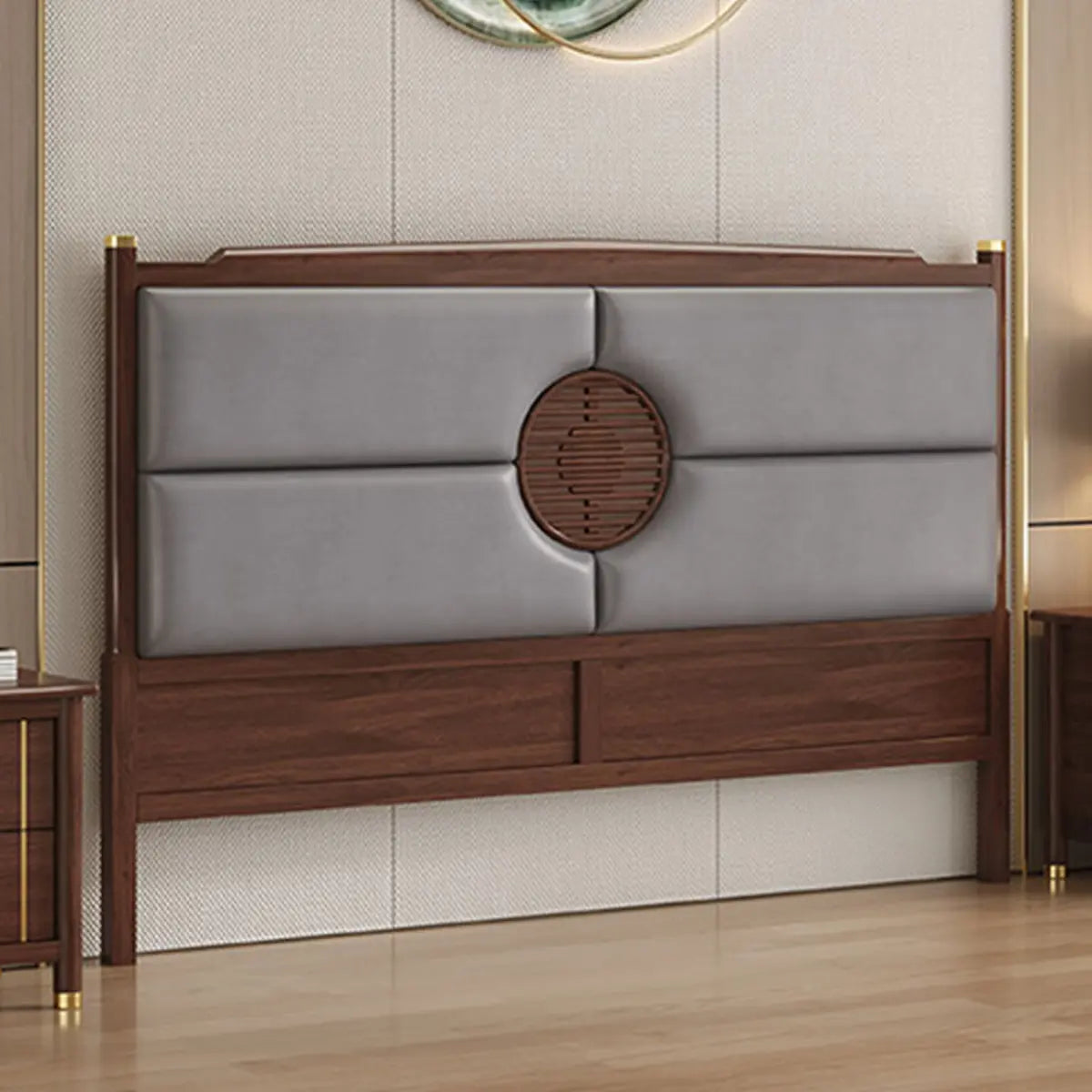 Traditional Green Upholstered Scooped Headboard Image - 2