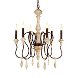 Traditional Ivory Candelabra Wooden Ceiling Chandelier Image - 3