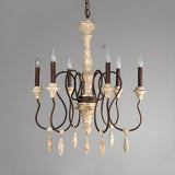 Traditional Ivory Candelabra Wooden Ceiling Chandelier Image - 4