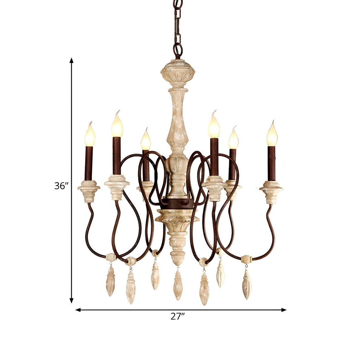 Traditional Ivory Candelabra Wooden Ceiling Chandelier 