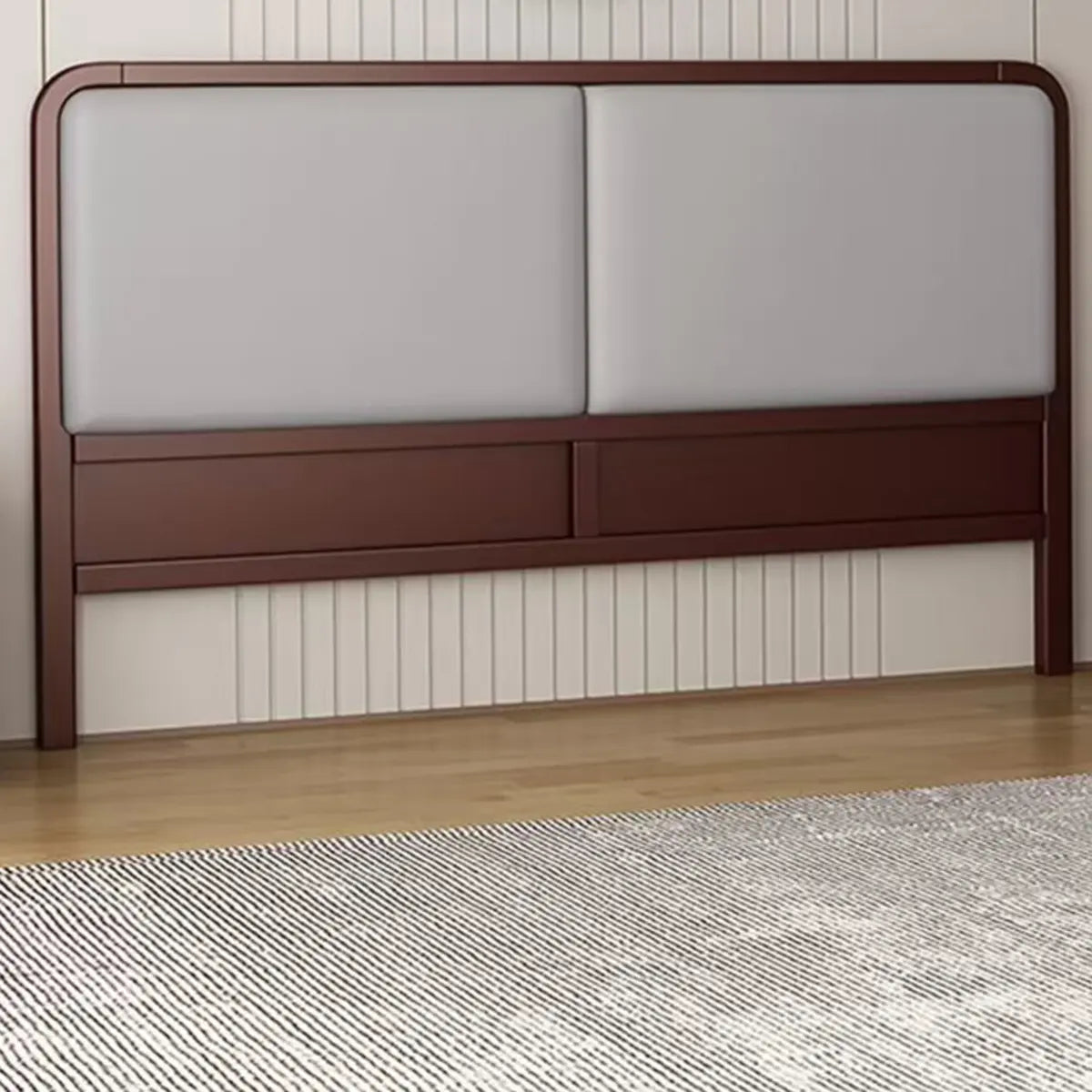 Traditional Light Gray Upholstered Panel Headboard Image - 6