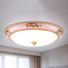 Traditional Pink Bowl Shape Glass LED Flush Mount Light Image - 1