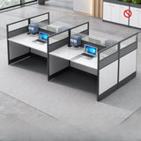 Traditional Rectangular Metal White Office Furniture Set Image - 3