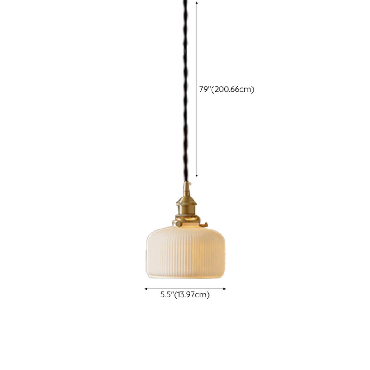 Traditional Ribbed Gold Ceramics Dome Bedroom Pendant Light 