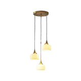 Traditional Ribbed Gold Ceramics Dome Bedroom Pendant Light Image - 9