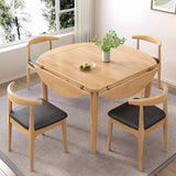 Traditional Round Foldable Solid Wood Dining Table Drop Leaf Image - 1