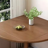 Traditional Round Foldable Solid Wood Dining Table Drop Leaf Image - 14