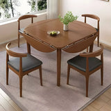 Traditional Round Foldable Solid Wood Dining Table Drop Leaf Image - 5