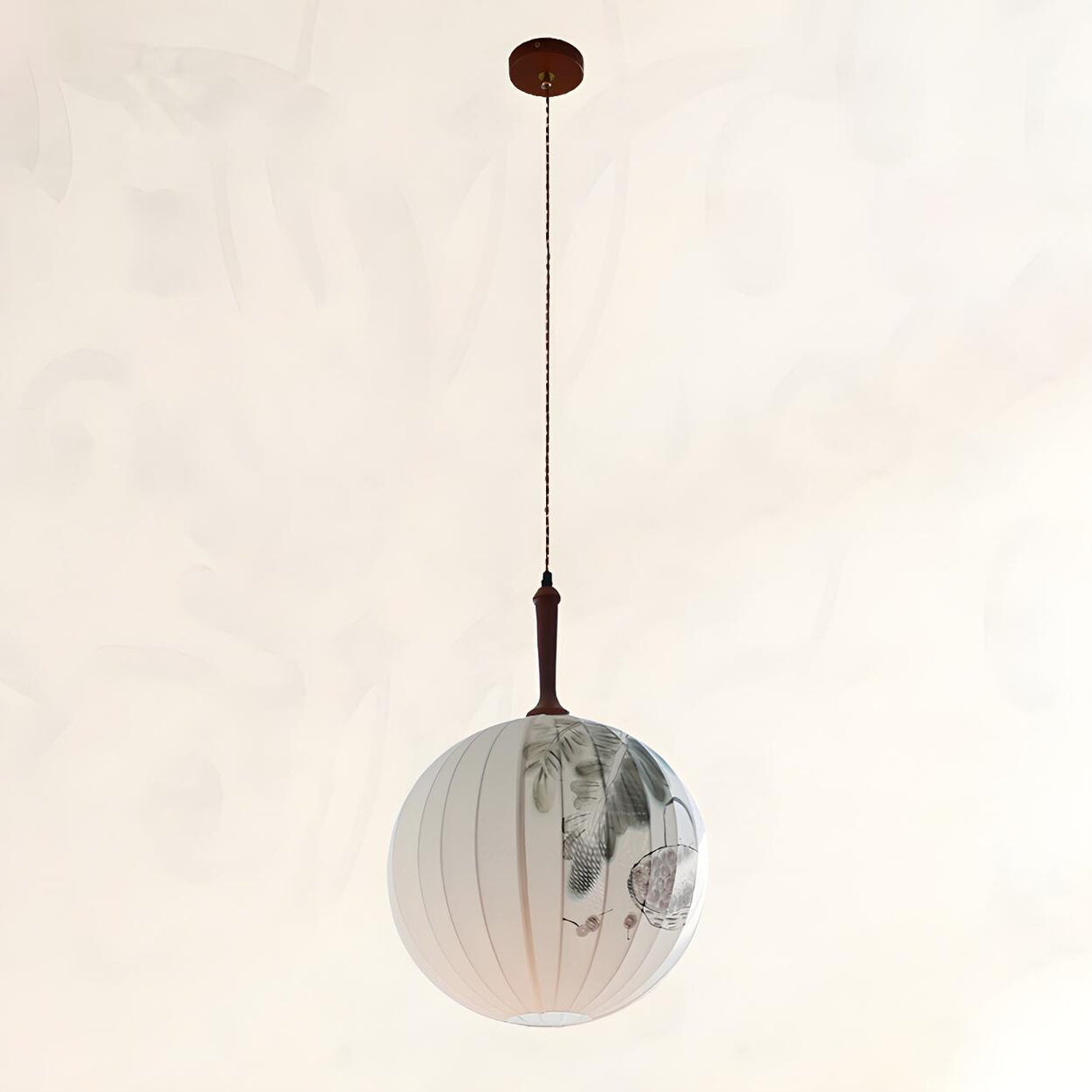 Traditional Round Paper Lantern Globe Pendant Light Image - 2