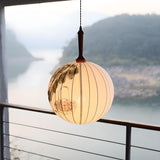 Traditional Round Paper Lantern Globe Pendant Light Image - 3