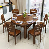 Traditional Round Rubberwood Dining Table Extension Image - 1