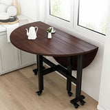 Traditional Round Wooden Drop Leaf Dining Table Kitchen Image - 5