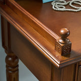 Traditional Rubberwood Rectangle Drawers Writing Desk Image - 8