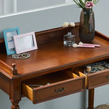 Traditional Rubberwood Rectangle Drawers Writing Desk Image - 9