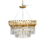 Traditional Rural Crystal Leaf Gold Chandelier Living Room Image - 3