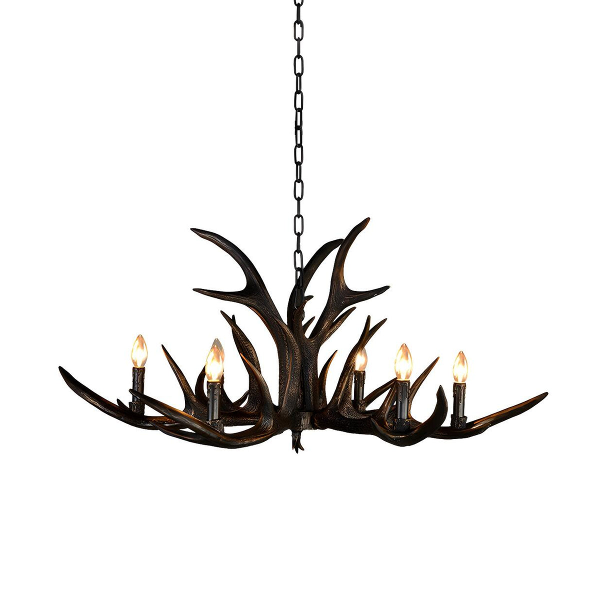 Traditional Rustic Resin Antler Candle Pendant Chandelier Image - 3