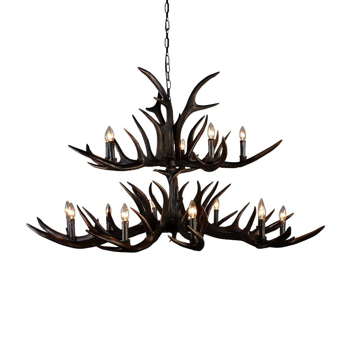 Traditional Rustic Resin Antler Candle Pendant Chandelier Image - 9