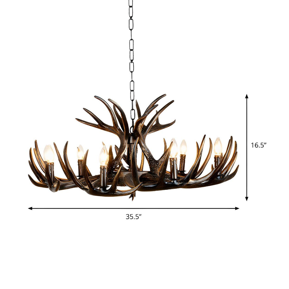 Traditional Rustic Resin Antler Candle Restaurant Chandelier 