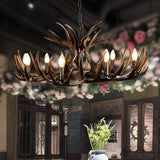 Traditional Rustic Resin Antler Candle Restaurant Chandelier Image - 7