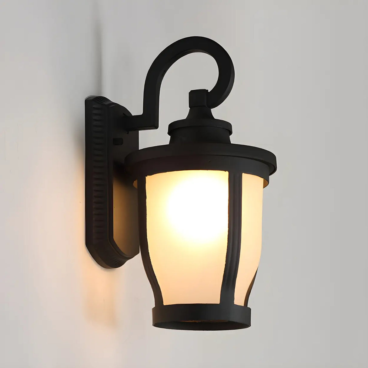 Traditional Scrolled Arm Black Metal External Wall Lamp Image - 3