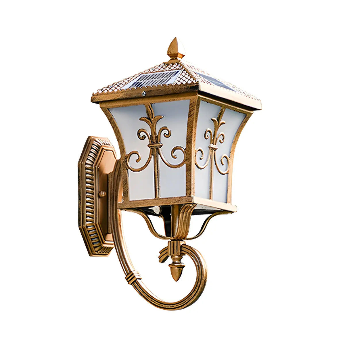 Traditional Solar Bronze LED Exterior Lantern Wall Light Image - 3