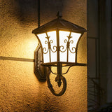 Traditional Solar Bronze LED Exterior Lantern Wall Light Image - 5