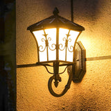 Traditional Solar Bronze LED Exterior Lantern Wall Light Image - 7