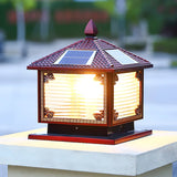 Traditional Square Building Solar Outdoor Pillar Table Lamp Image - 1