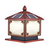 Traditional Square Building Solar Outdoor Pillar Table Lamp Image - 10