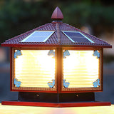 Traditional Square Building Solar Outdoor Pillar Table Lamp Image - 11