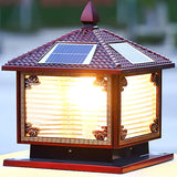 Traditional Square Building Solar Outdoor Pillar Table Lamp Image - 12