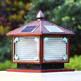 Traditional Square Building Solar Outdoor Pillar Table Lamp Image - 18